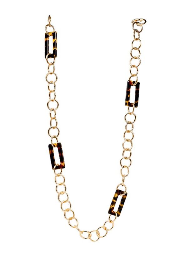 DKM-Assessories-Susan Shaw Tortoise Rectangle Link Necklace